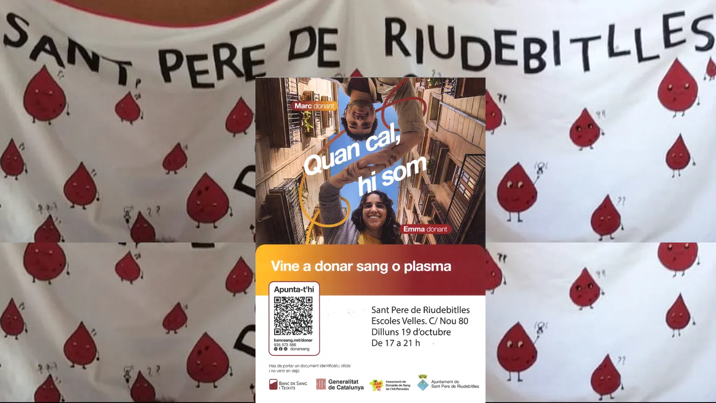 Toca donar sang i plasma el dilluns 19 d’octubre a Sant Pere de Riudebitlles