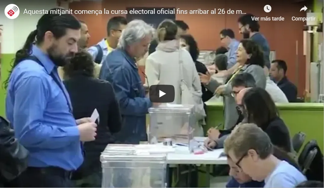 Aquesta mitjanit comença la cursa electoral fins arribar al 26 de maig