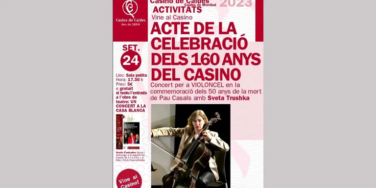El Casino encetarà els actes del 160è aniversari amb un concert i una obra de teatre centrats en la figura de Pau Casals