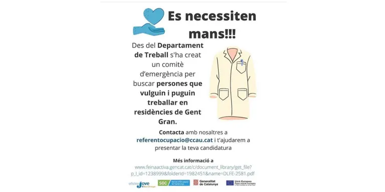 Es busquen professionals i personal per a centres residencials de gent gran