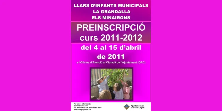 Inici de les preinscripcions a les llars d'infants municipals 'La Grandalla' i 'Els Minairons'