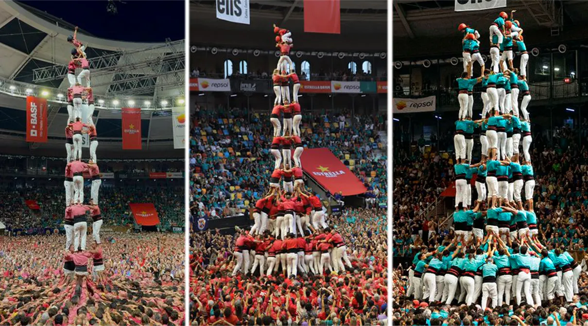 3de9 de la Colla Vella, 3de10 de la joves i 9de9 dels Castellers de Vilafranca