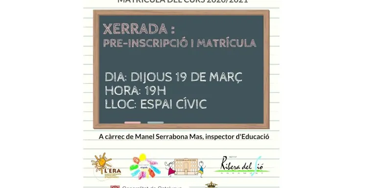 Xerrada informativa sobre el procés de pre-inscripció i matrícula del curs 2020-21