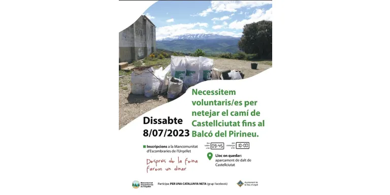 Crida al voluntariat per a una jornada de neteja al camí entre Castellciutat i el Balcó del Pirineu