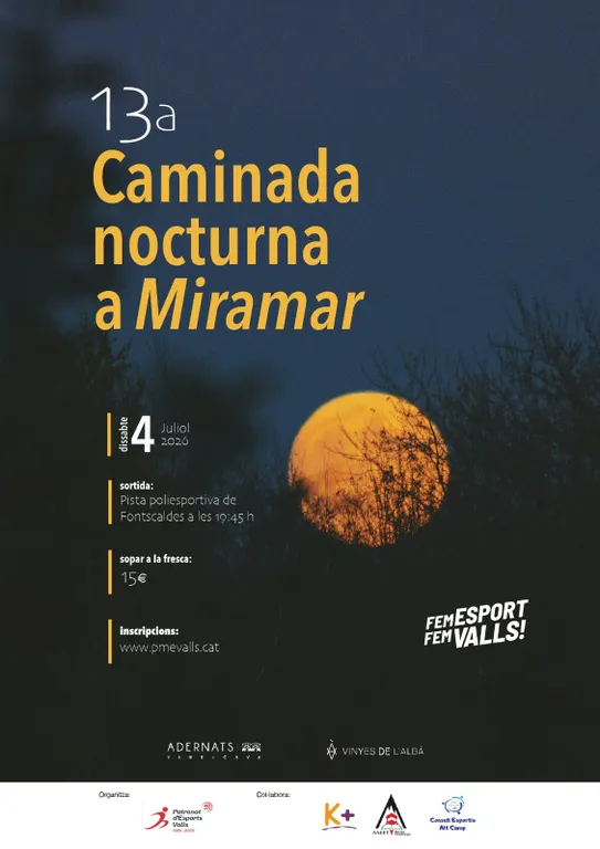 El Patronat Municipal d'Esports prepara la tretzena edició de la Caminada Nocturna entre Fontscaldes i Miramar