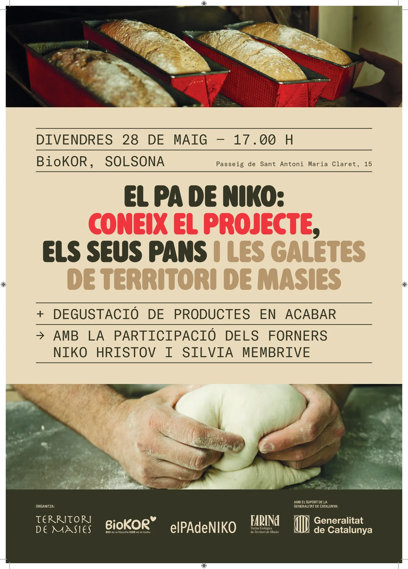Territori de Masies porta a Solsona la presentació del projecte Pa de Niko, l’explicació dels seus pans i les noves galetes de la cooperativa