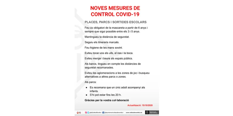 L'Ajuntament penja cartells per recordar les mesures de control AntiCovid