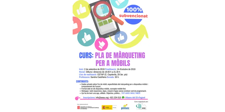 L'AEAU organitza un curs de pla de màrqueting per a mòbils