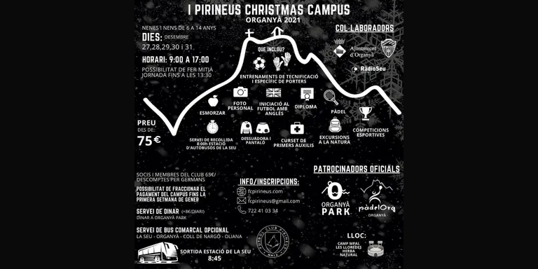 El Futbol Club Pirineus organitza el seu primer Campus de Nadal a Organyà
