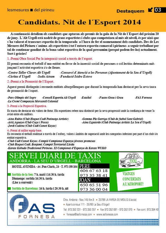 Segona edició de la Nit de l'Esport de l'Alt Urgell