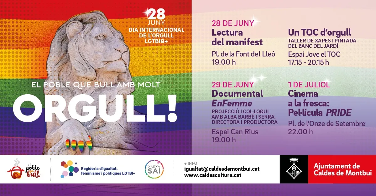 Caldes s’afegirà al Dia de l’Orgull i l’Alliberament LGTBIQ+ amb un programa d’actes commemoratius