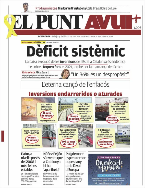 T'expliquem les portades dels diaris del territori d'aquest 3 de juny