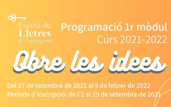 L’Escola de Lletres de Tarragona es prepara per iniciar el nou curs amb set nous tallers de forma presencial, semipresencial i en línia