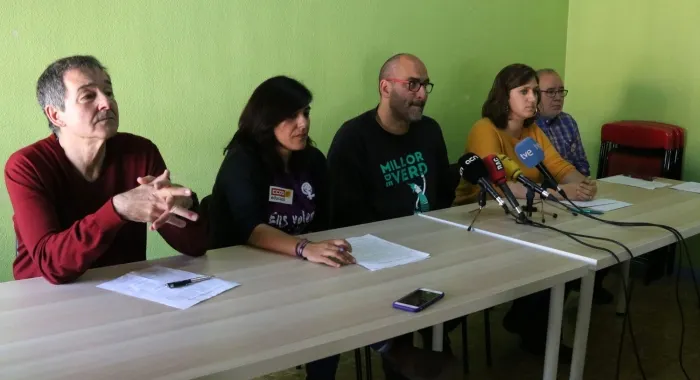 Ramon Font, amb representants d'altres sindicats, fent la roda de premsa ( Foto; ACN )