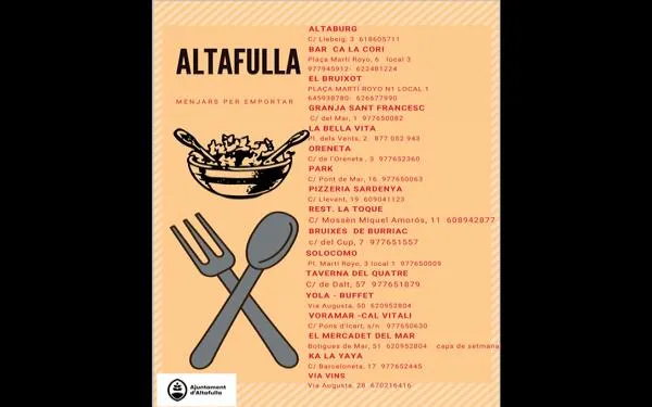 L'Ajuntament elabora un llistat per donar a conèixer quins establiments locals ofereixen menjar per emportar