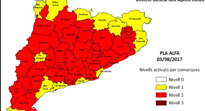 El Maresme, en fase de prealerta per alt risc d’incendis