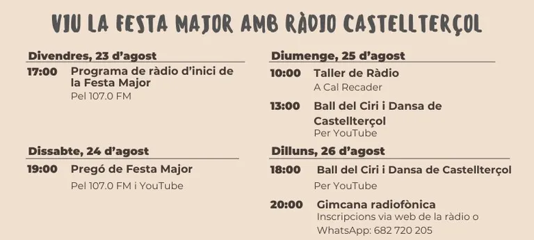 Viu la Festa Major amb Ràdio Castellterçol
