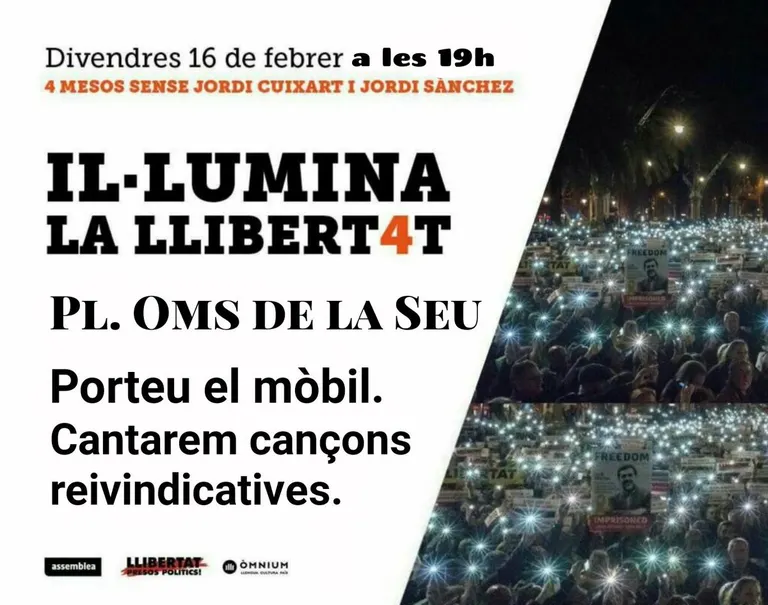 L'ANC i Òmnium Alt Urgell organitzen la concentració 'Il·lumina la Llibert4t'