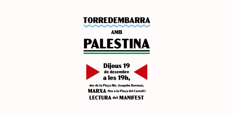 Torredembarra acollirà una jornada de suport a Palestina el 19 de desembre