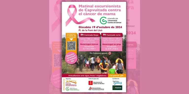 Els diners recaptats durant la Matinal Excursionista d’aquest dissabte del CECMO aniran destinats a la lluita contra el càncer de mama
