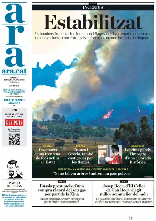 T'expliquem les portades dels diaris del territori d'aquest 19 de juliol