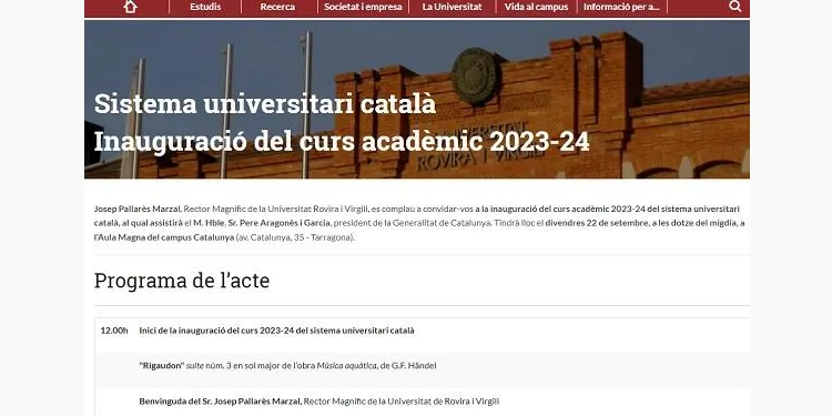 Inauguració del curs 2023-24 del sistema universitari català a la URV