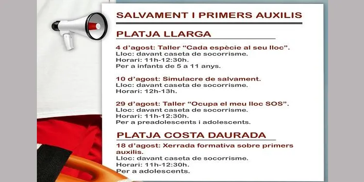 Tallers i xerrades educatives sobre salvament i primers auxilis a les platges de Roda de Berà