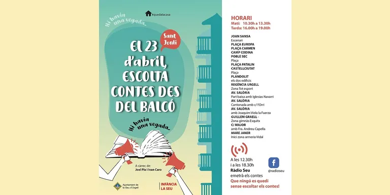 La Seu d'Urgell podrà escoltar contes des del balcó aquest Sant Jordi