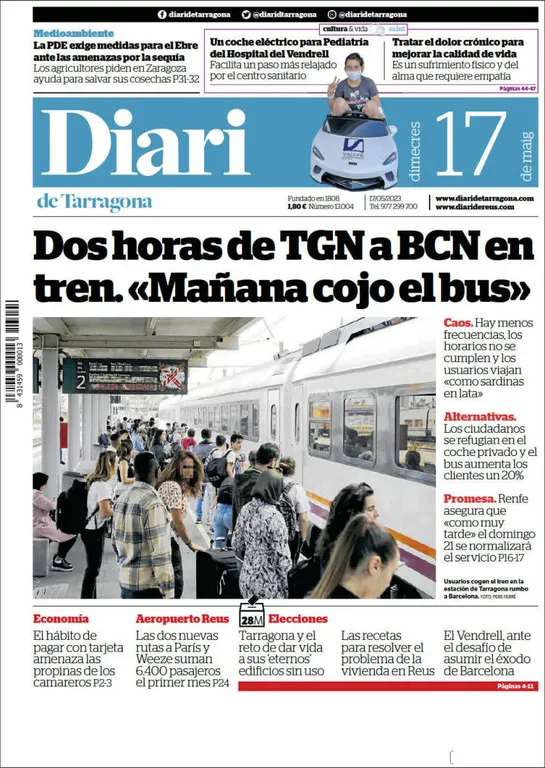 Consulta les portades dels diaris d'aquest 17 de maig