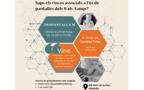 Les xerrades sobre els efectes nocius de l'ús de les pantalles arriben a la llar d'infants Hort de Pau, aquest dimecres