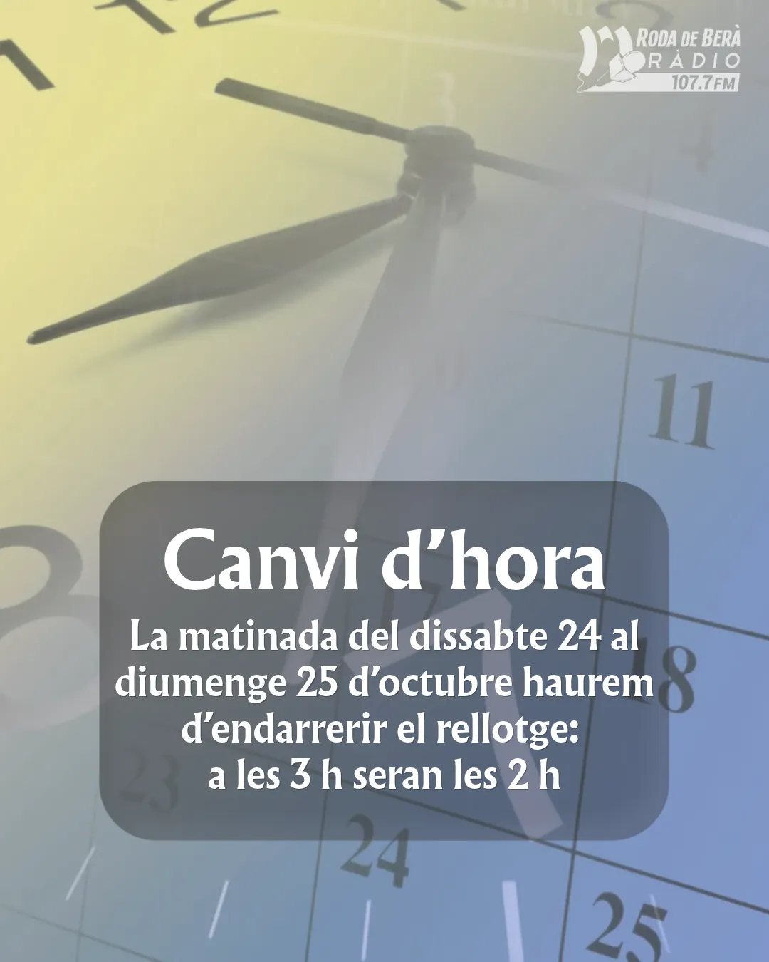 Aquest cap de setmana arriba l'horari d'hivern: a les tres seran les dues