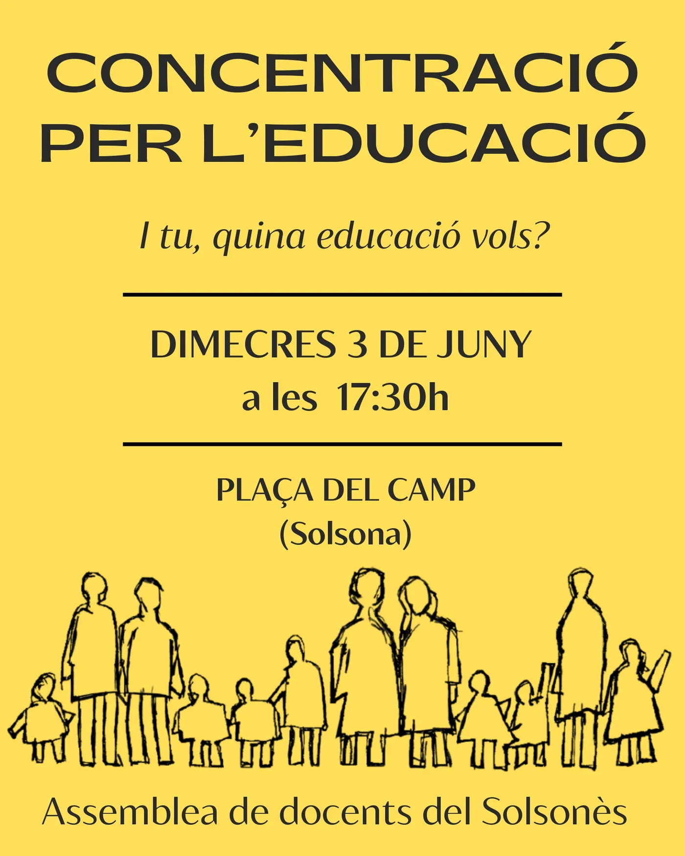 L’Assemblea de Docents del Solsonès convoca una concentració a Solsona per reivindicar les seves demandes
