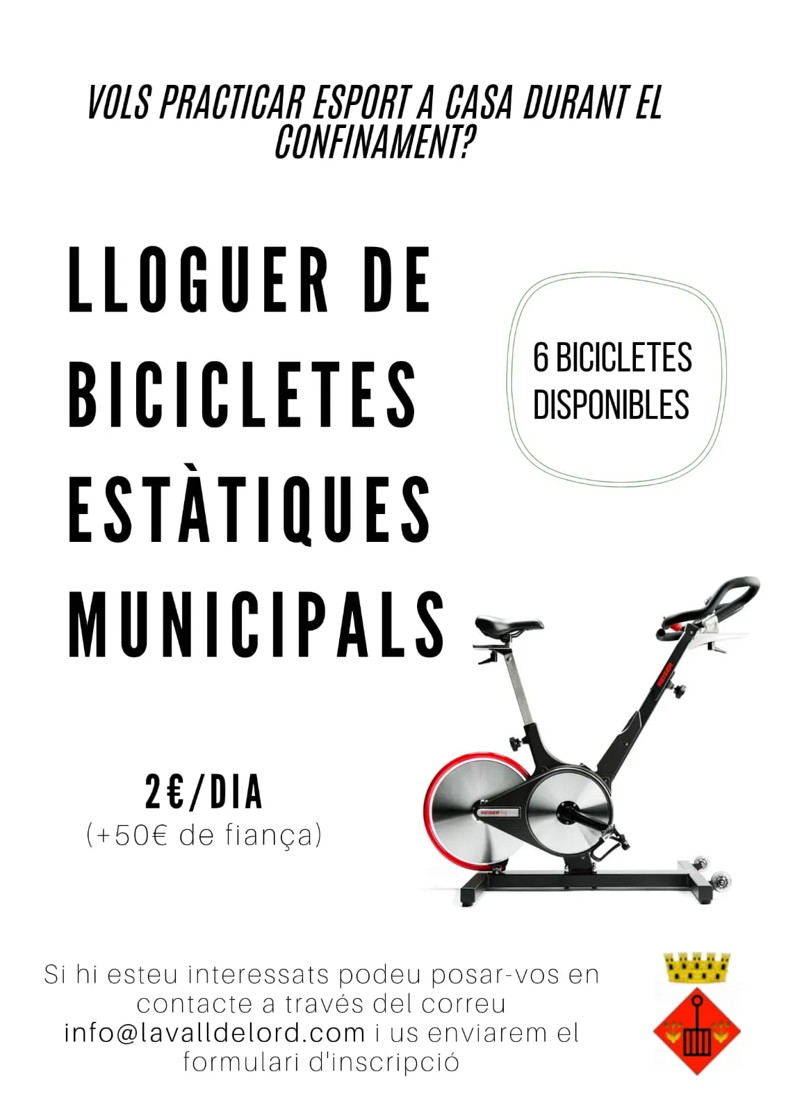 L'Ajuntament de Sant Llorenç lloga bicicletes estàtiques als veïns per facilitar la pràctica esportiva durant el confinament