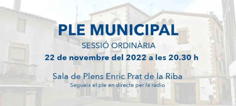 Ple Municipal – Sessió ordinària 22/11