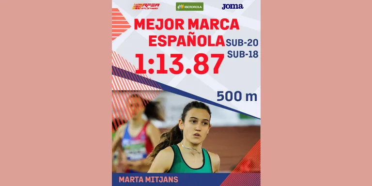 Marta Mitjans aconsegueix el rècord d’Espanya en 500 metres llisos en les categories sub-18 i sub-20