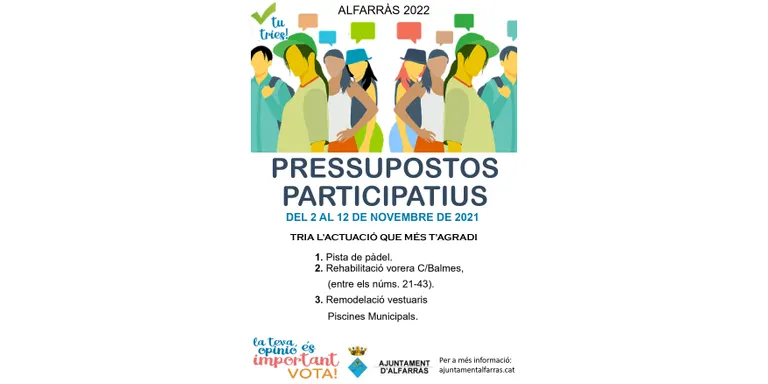 S’obren els pressupostos participatius 2022 d’Alfarràs