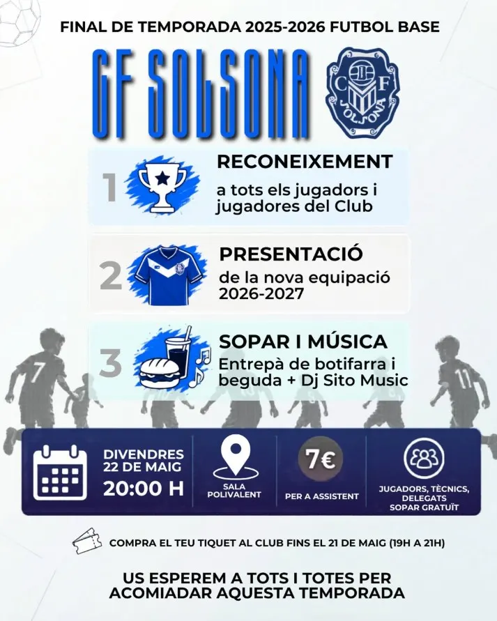 El Club Futbol Solsona celebra aquest vespre la festa de final de temporada del futbol base