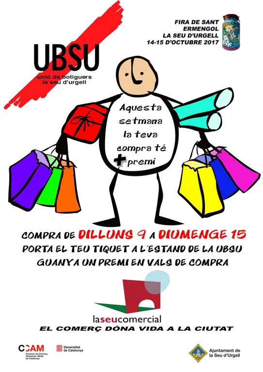 L'UBSU repartirà 400 euros en vals de compra durant la Fira de Sant Ermengol