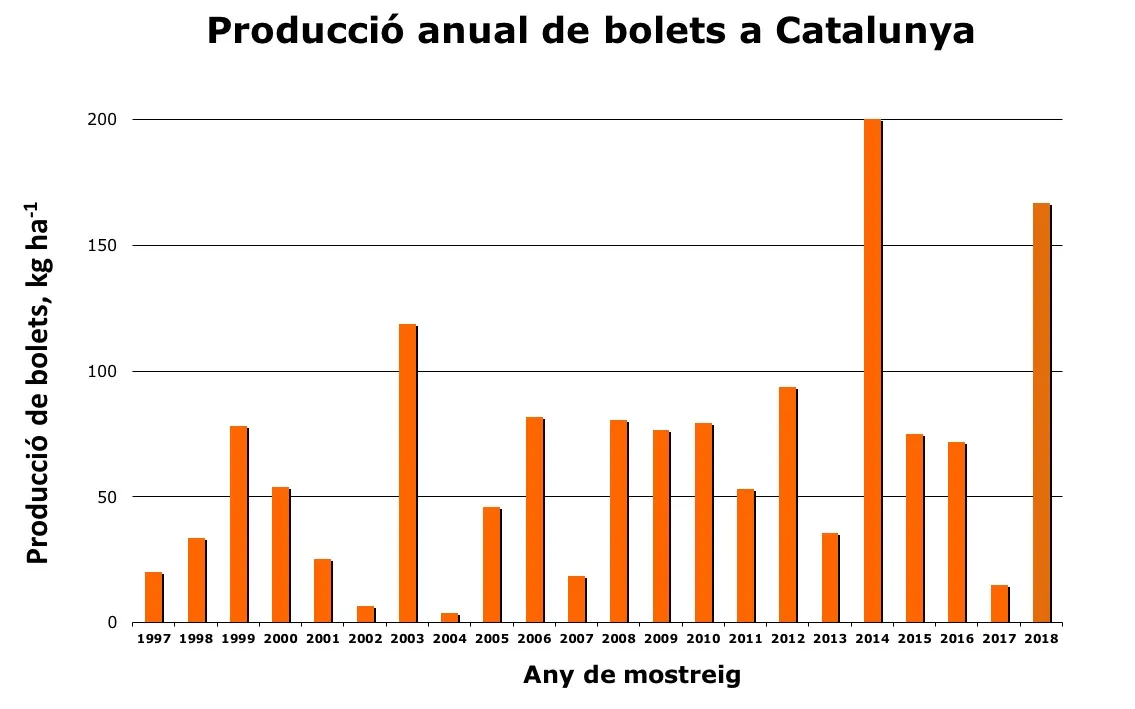 El CTFC preveu una temporada de bolets tardana i amb una producció de 60 kg/ha