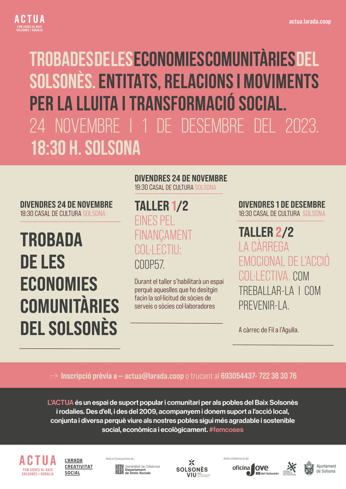 <strong>L'Actua de l'Arada organitza les Trobades de les economies comunitàries del Solsonès per a associacions i cooperatives del territori</strong>