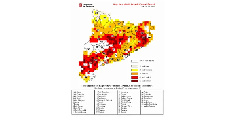 Es manté la prelaerta del pla Infocat pel risc d'incendi forestal