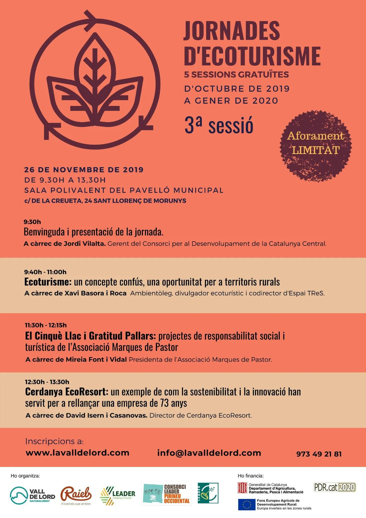Experiències en ecoturisme d'altres parts de Catalunya, a la tercera sessió de les Jornades d'Ecoturisme de la Vall de Lord