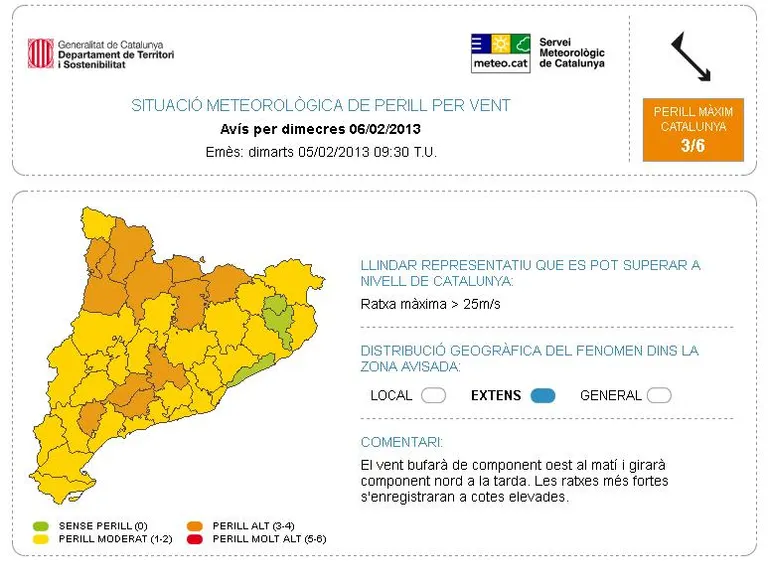 Alerta de Protecció Civil per un nou temporal de neu i vent