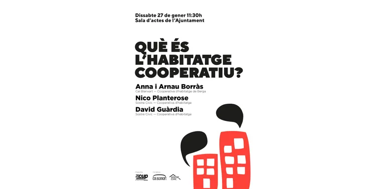 Alternativa per Solsona-CUP organitza una taula rodona sobre l'habitatge cooperatiu