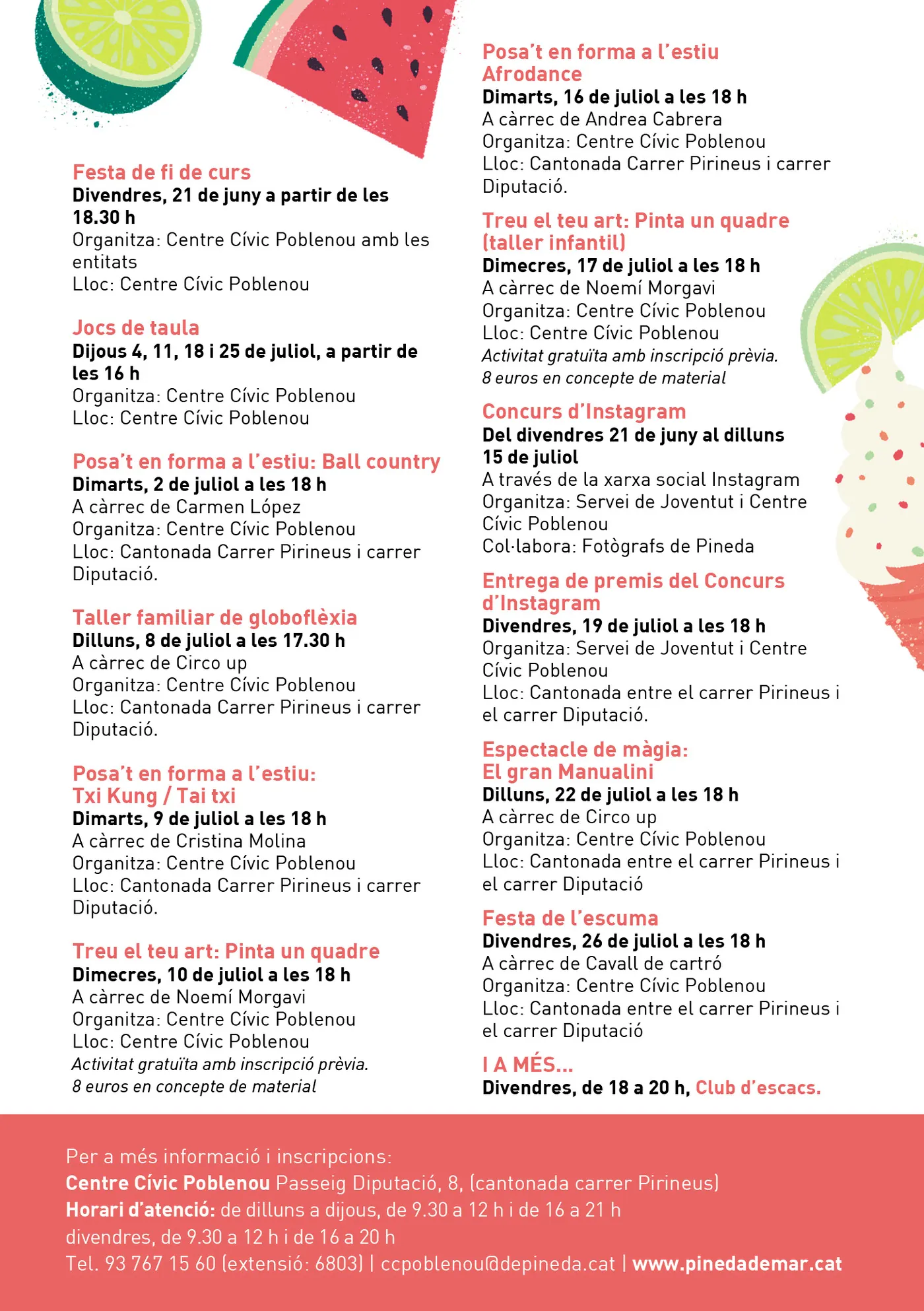 Inscripcions nous cursos i tallers al Centre Cívic Poblenou