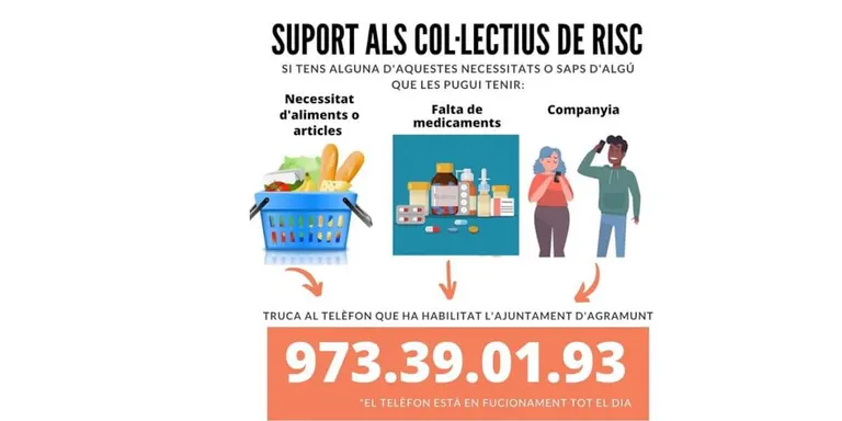 L'Ajuntament d'Agramunt habilita el telèfon 973.39.01.93 per coordinar les necessitats dels col·lectius més vulnerables