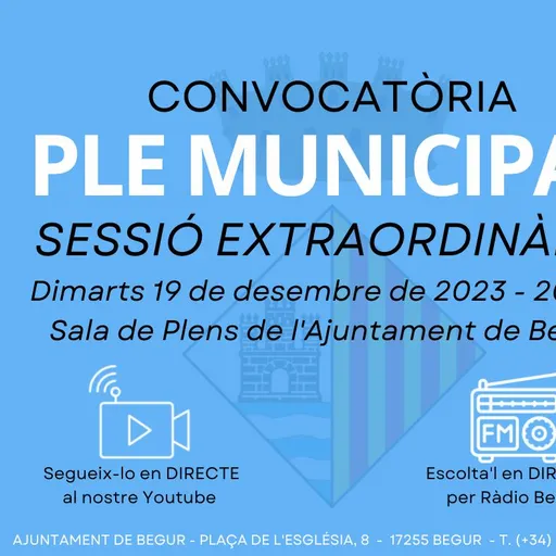 Ple municipal extraordinari de l'Ajuntament de Begur. 19 de desembre de 2023