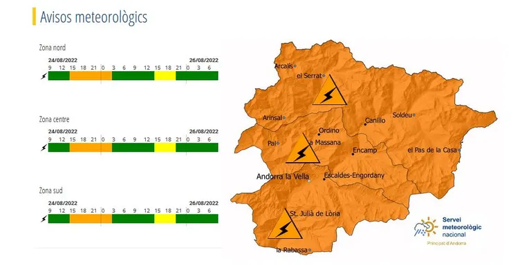 Prealerta a Andorra per tempestes intenses