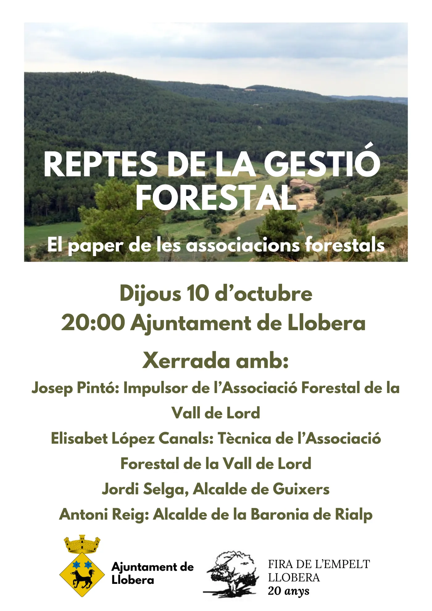 Llobera organitza una xerrada sobre els reptes de futur de la gestió forestal