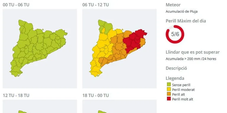 Alerta de Protecció Civil de la Generalitat pel temporal de pluges, vent i mala mar